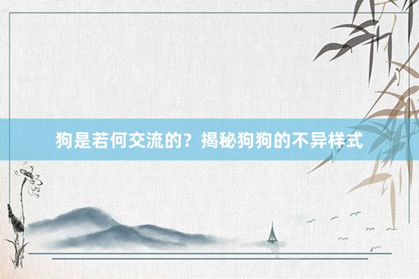 狗是若何交流的？揭秘狗狗的不异样式